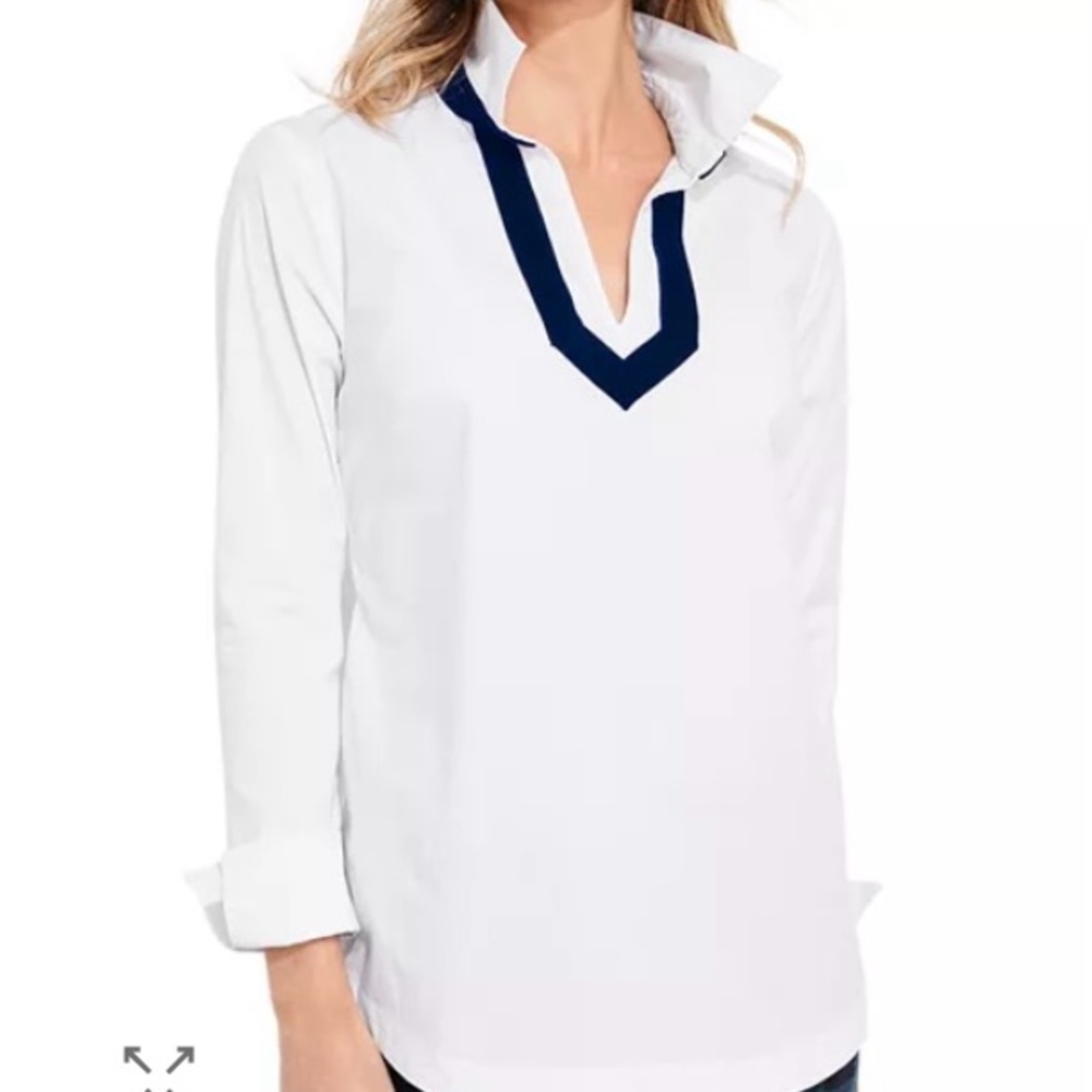 Vineyard Vines Velvet Trim Popover Blouse
